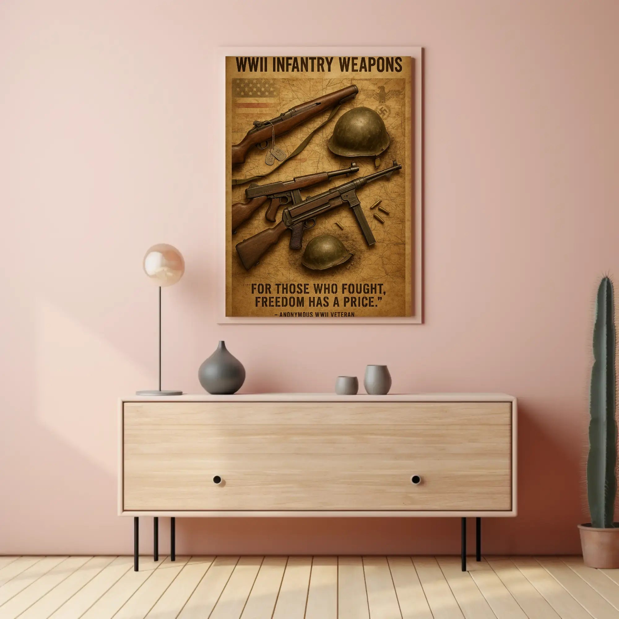 WWII Infantry Weapons Themed Historical Poster PosterGoat