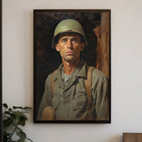 WWII Soldier Resilience Realistic Military Recruitment Poster PosterGoat