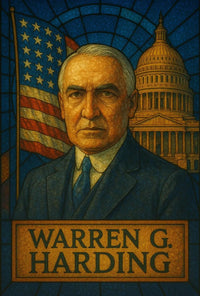 Warren G. Harding Stained Glass Historical or Presidential Poster PosterGoat