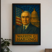 Warren G. Harding Stained Glass Historical or Presidential Poster PosterGoat