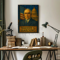 Warren G. Harding Stained Glass Historical or Presidential Poster PosterGoat