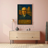 Warren G. Harding Stained Glass Historical or Presidential Poster PosterGoat