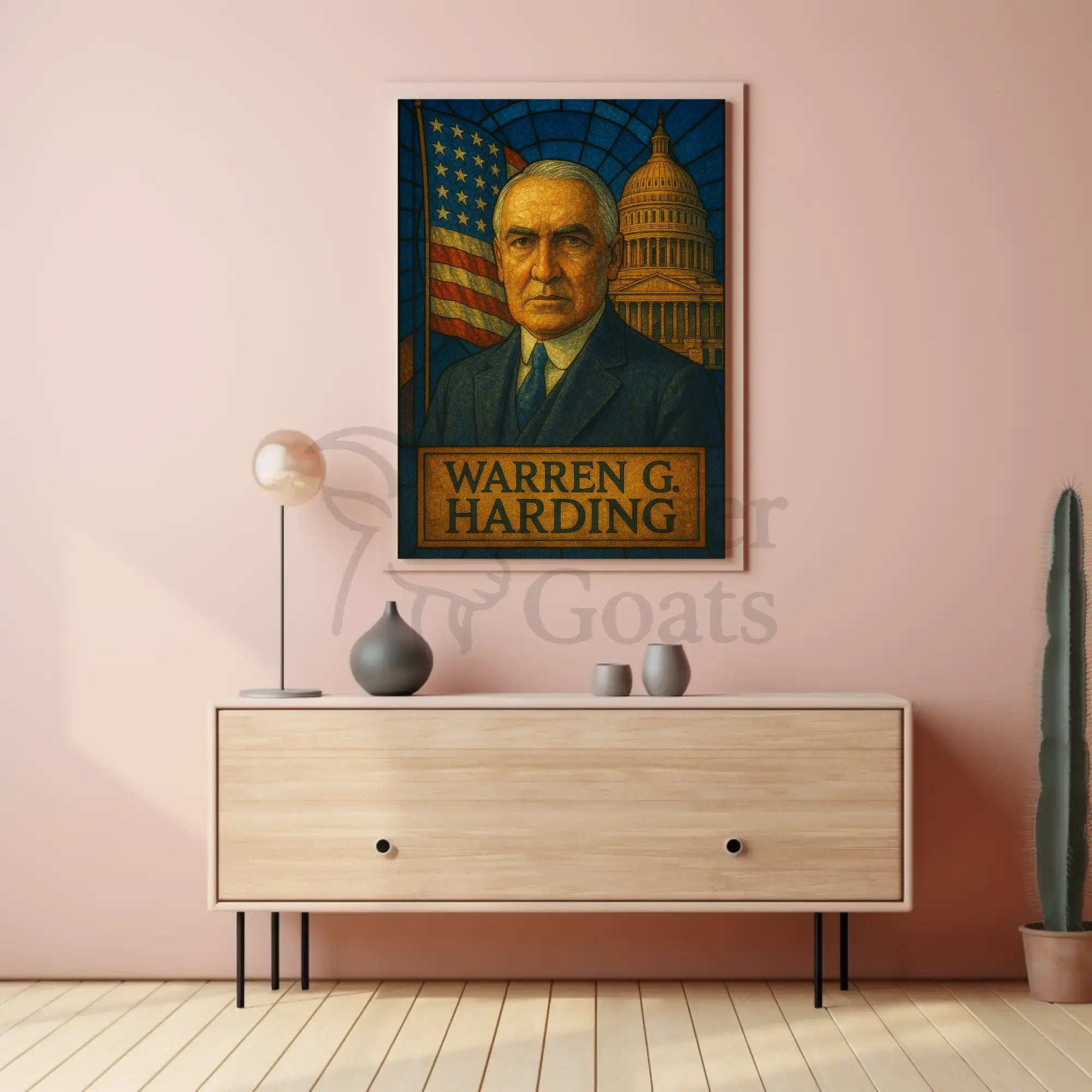 Warren G. Harding Stained Glass Historical or Presidential Poster PosterGoat
