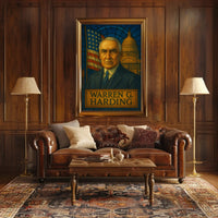 Warren G. Harding Stained Glass Historical or Presidential Poster PosterGoat