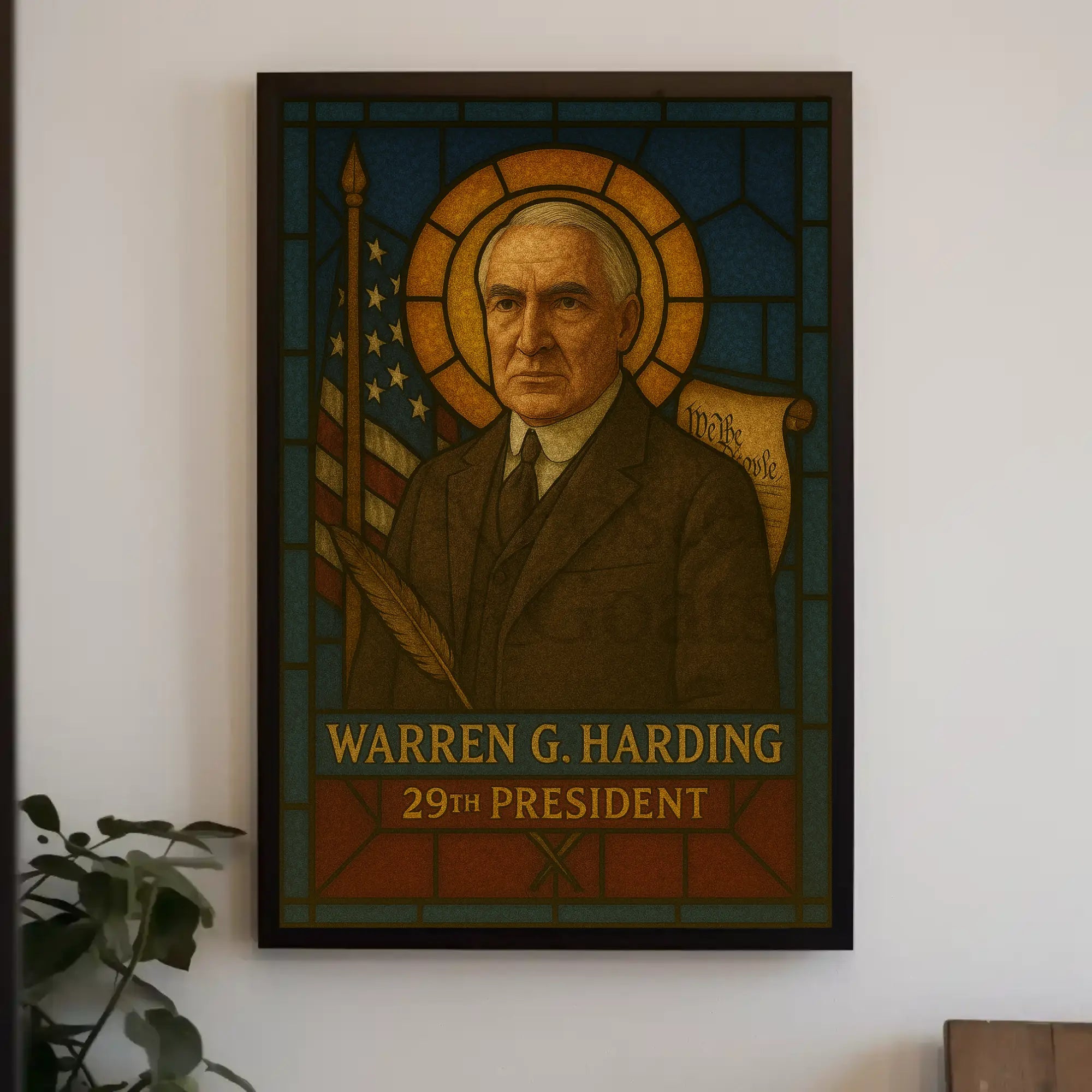 Warren G. Harding Stained Glass Presidential Poster PosterGoat