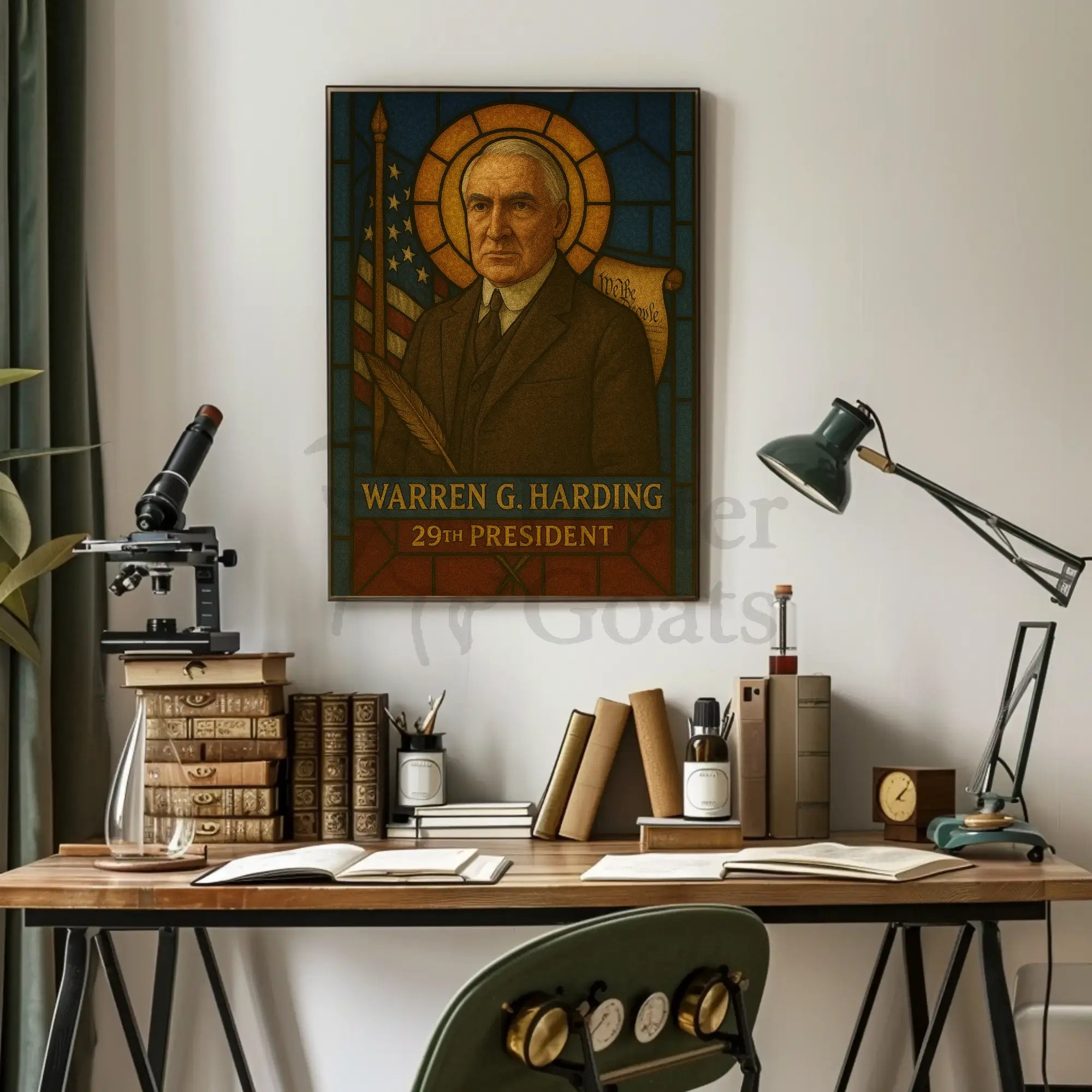 Warren G. Harding Stained Glass Presidential Poster PosterGoat
