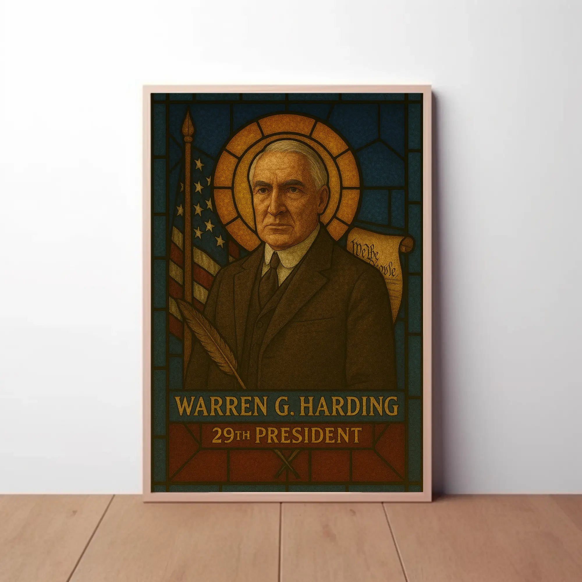 Warren G. Harding Stained Glass Presidential Poster PosterGoat