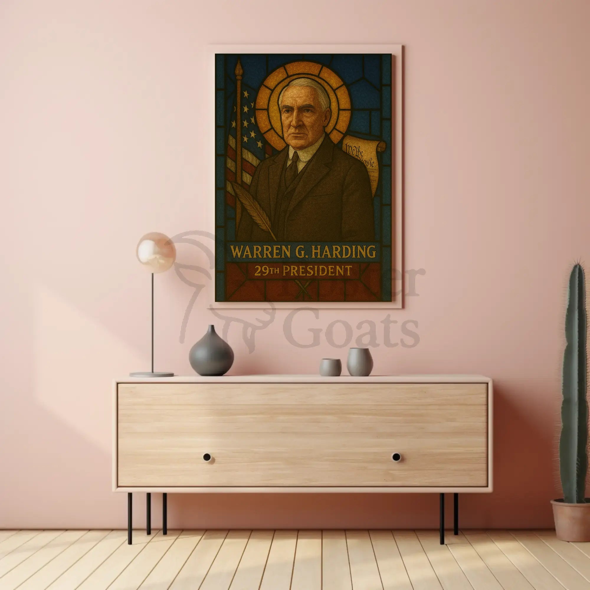 Warren G. Harding Stained Glass Presidential Poster PosterGoat