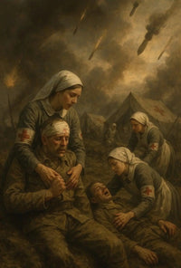 Wartime Compassion in Chaos: WWII Poster PosterGoat