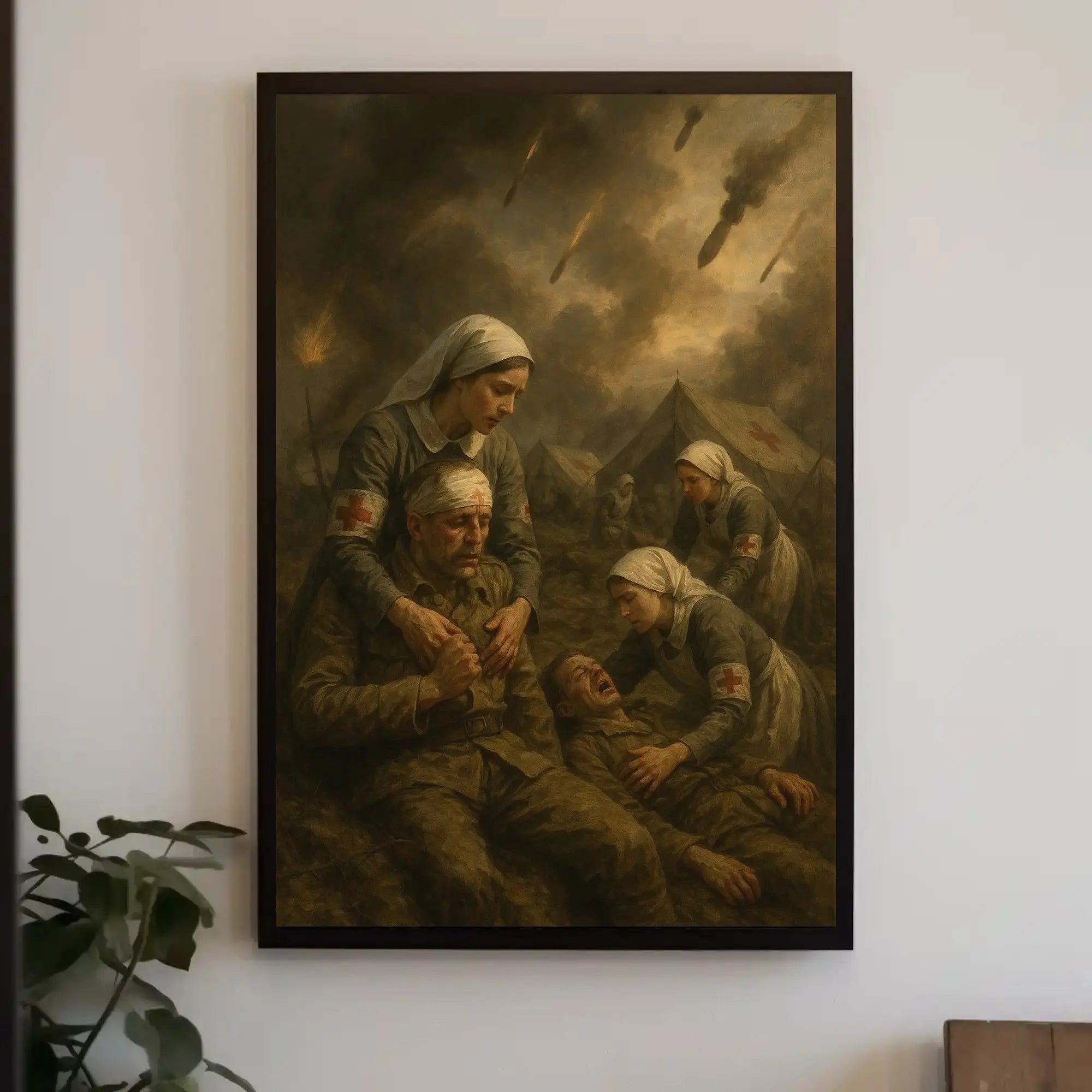 Wartime Compassion in Chaos: WWII Poster PosterGoat