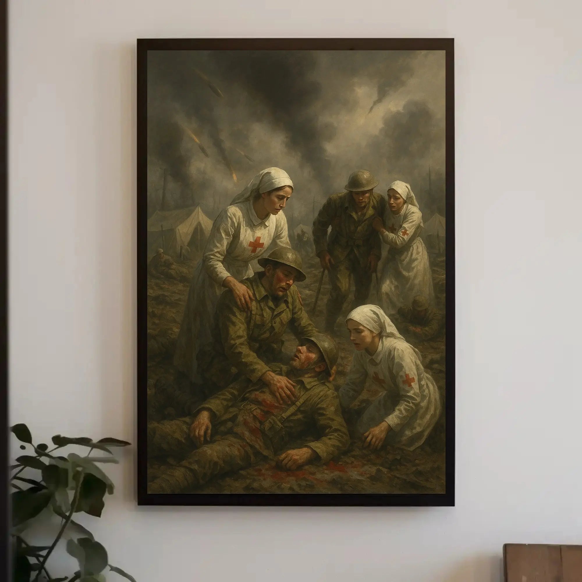 Wartime Humanity in Historical Artistic Military Recruitment Poster PosterGoat