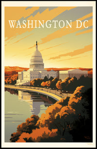 Washington D.C. Autumn Capitol Travel Poster PosterGoat