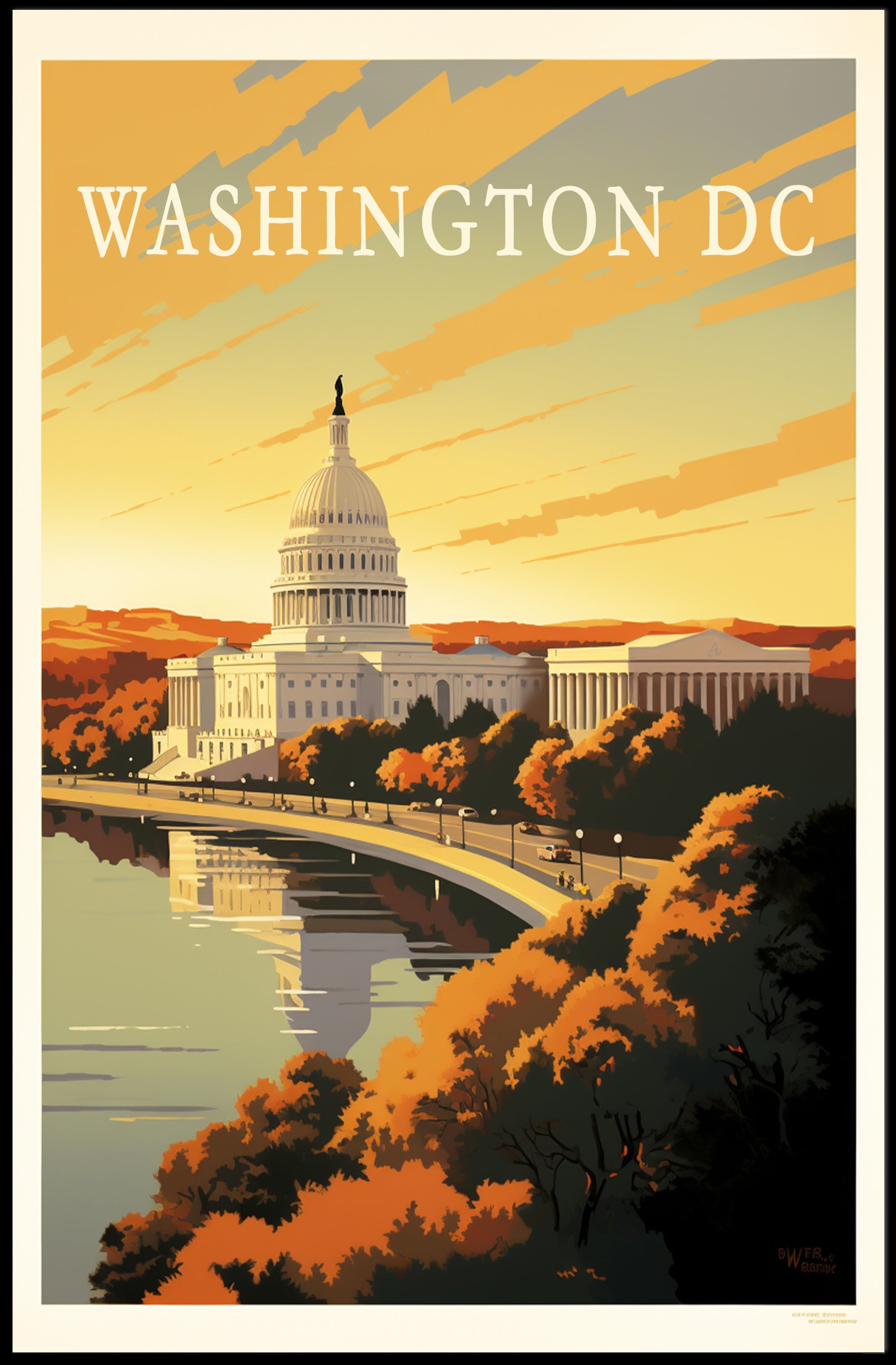 Washington D.C. Autumn Capitol Travel Poster PosterGoat
