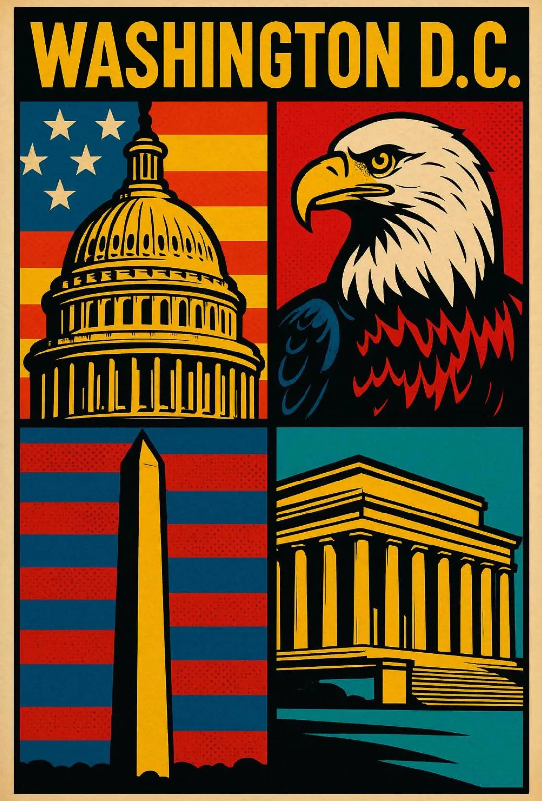 Washington D.C. Icons Pop-Art Heritage Poster PosterGoat