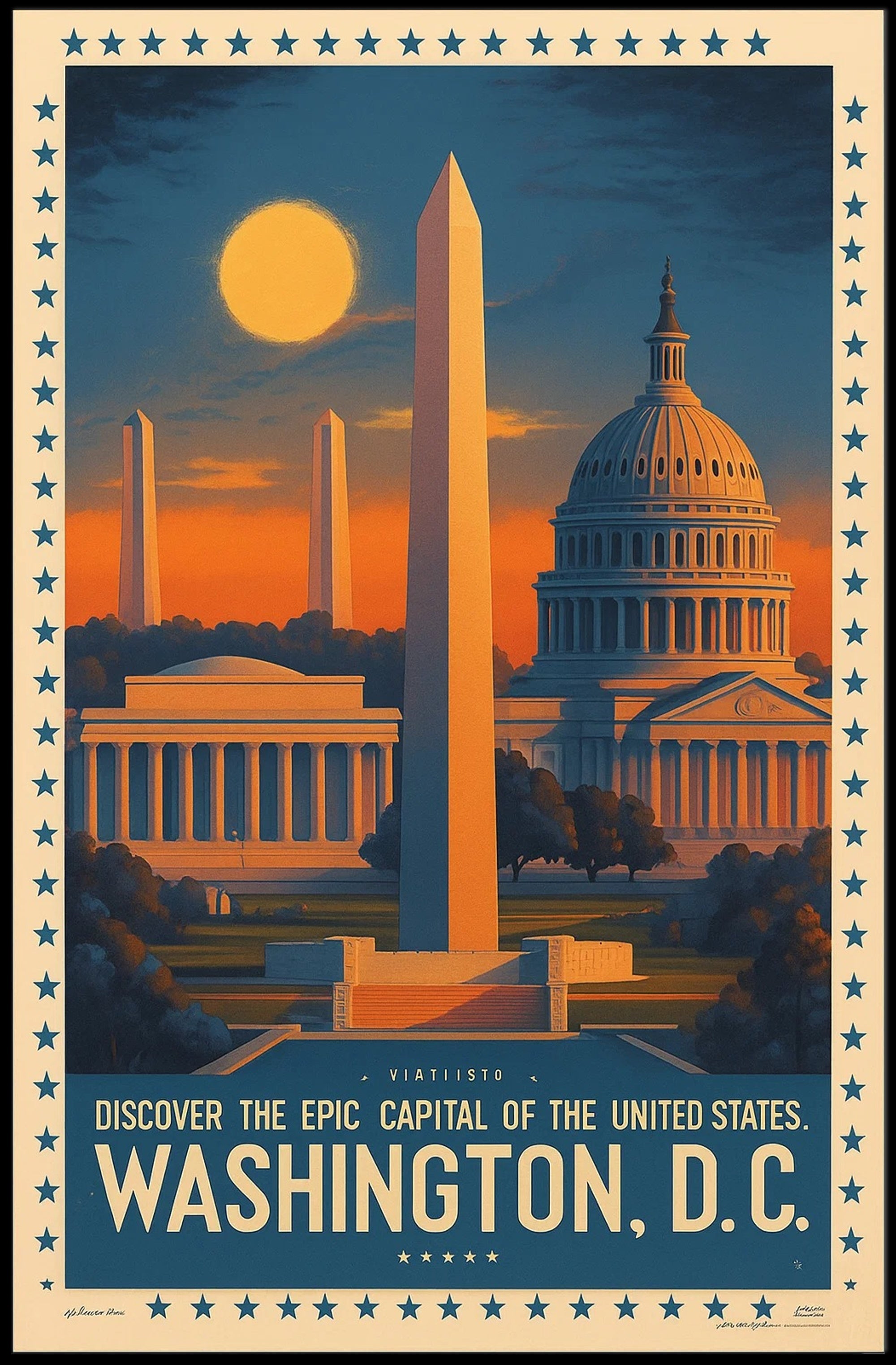 Washington D.C. Landmarks Vintage Travel Poster PosterGoat