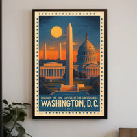 Washington D.C. Landmarks Vintage Travel Poster PosterGoat