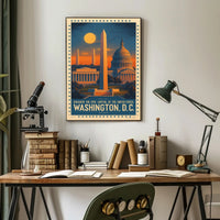 Washington D.C. Landmarks Vintage Travel Poster PosterGoat