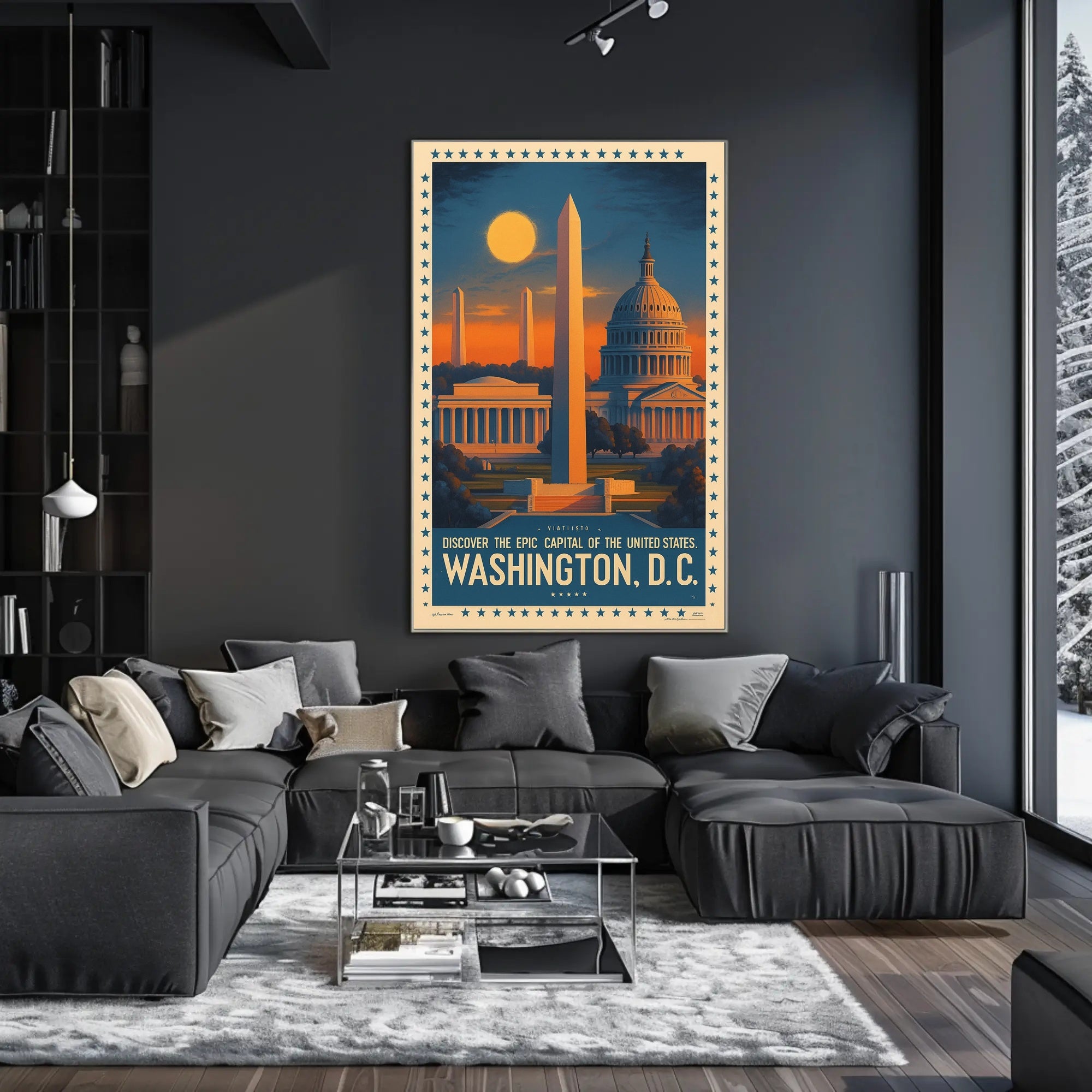Washington D.C. Landmarks Vintage Travel Poster PosterGoat