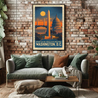 Washington D.C. Landmarks Vintage Travel Poster PosterGoat