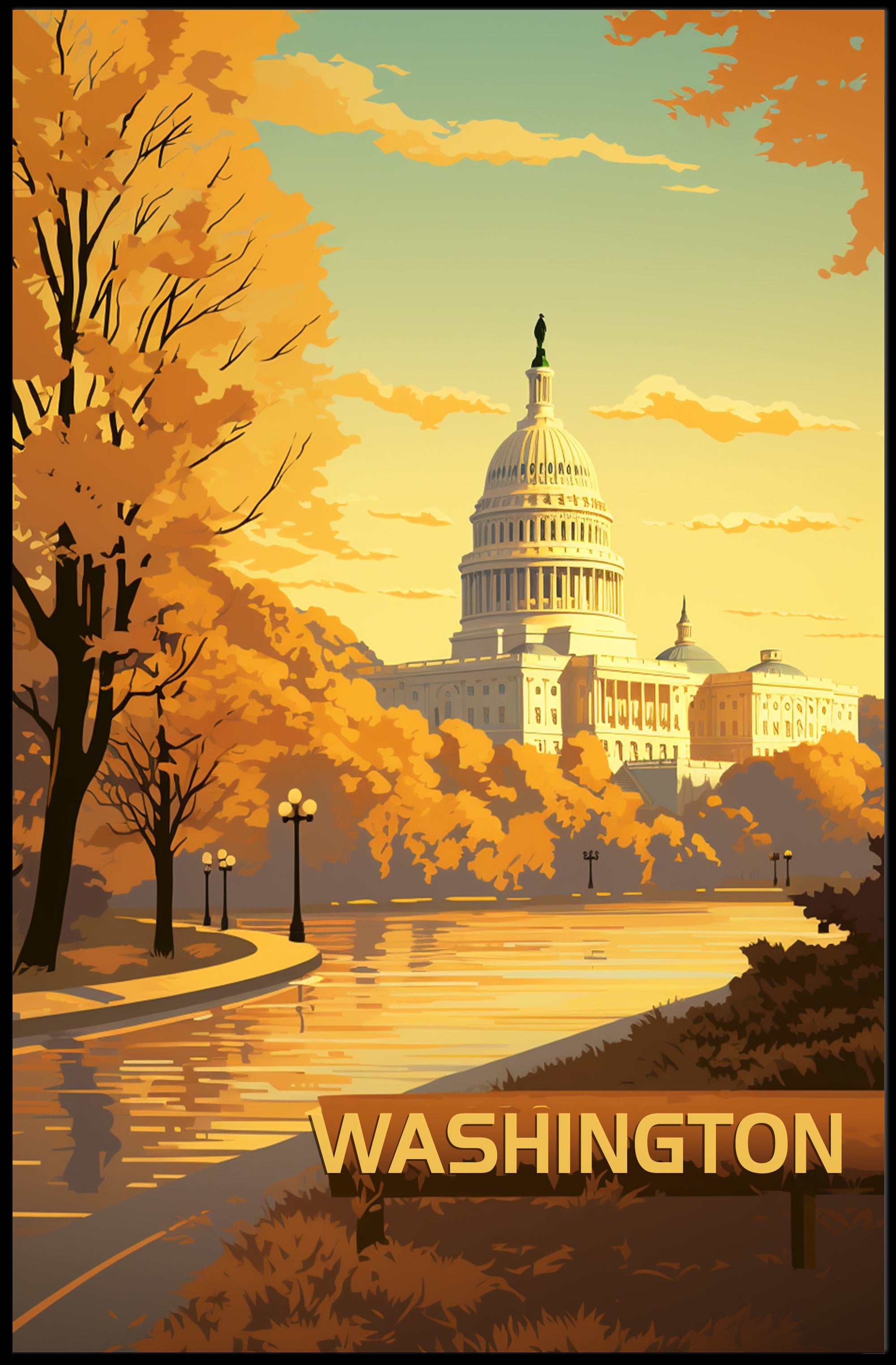 Washington D.C. Scenic Illustration: Travel Poster PosterGoat