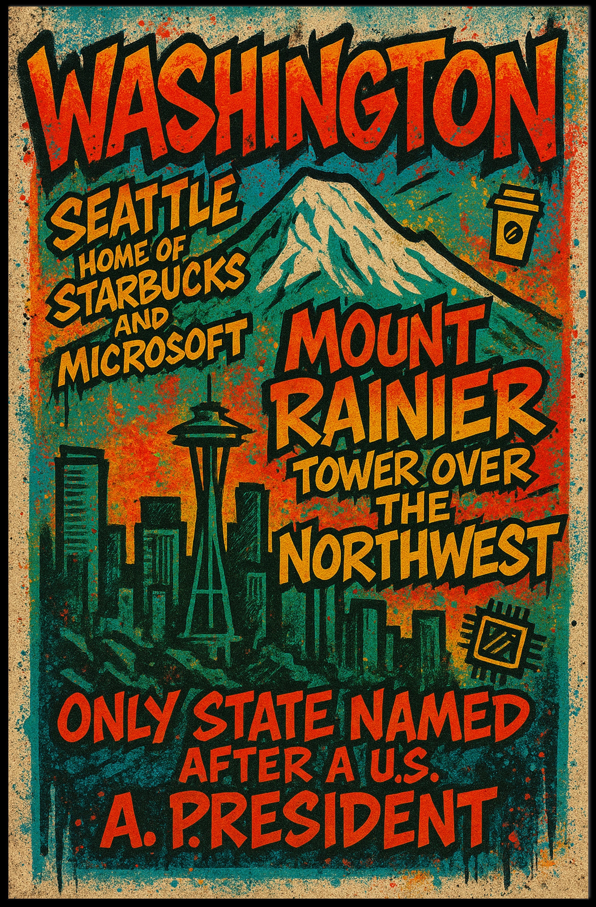 Washington State Highlights Poster PosterGoat