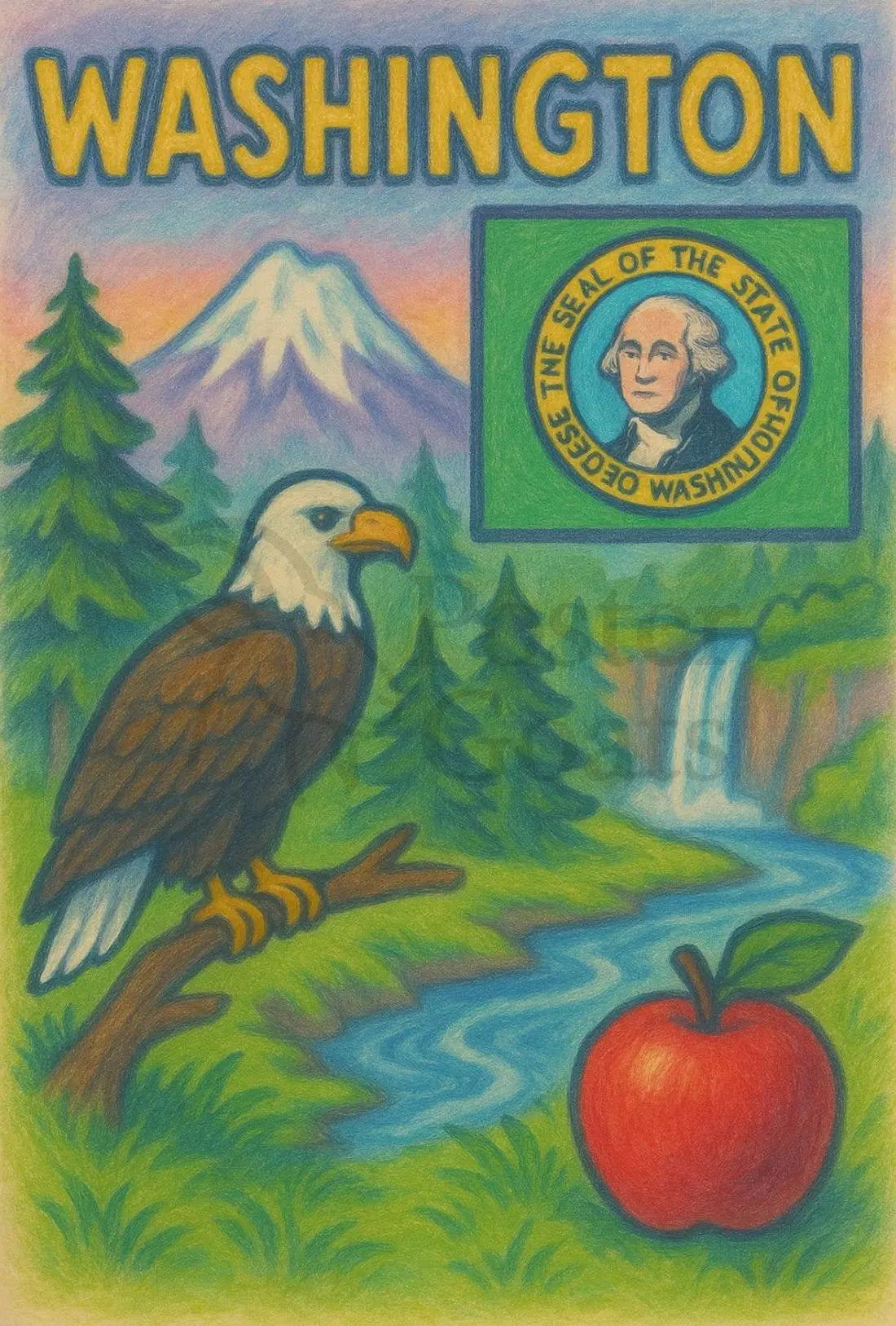 Washington State's Natural Beauty Patriotic Travel Poster PosterGoat