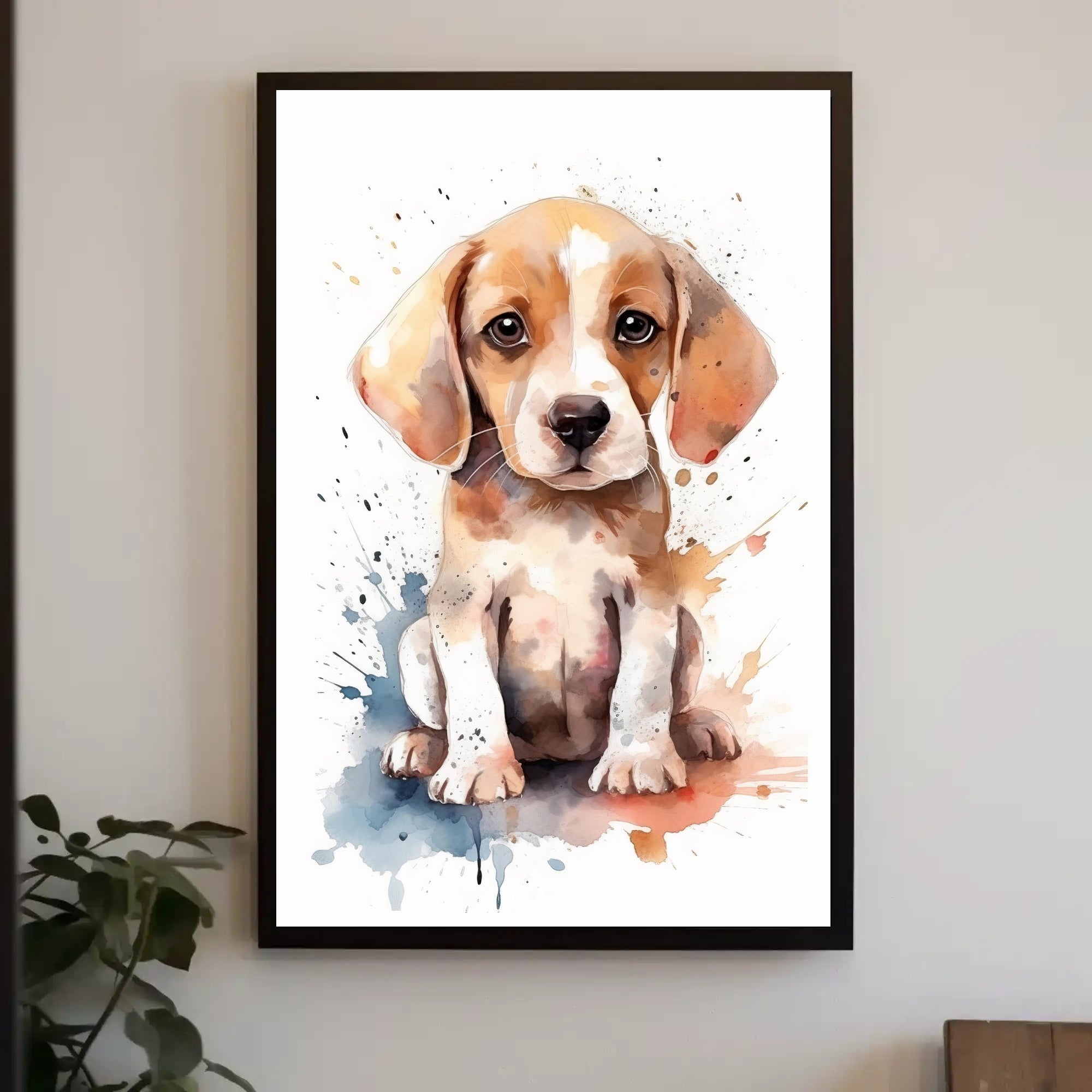 Watercolor Beagle Puppy Poster: Charming Animal Art PosterGoat