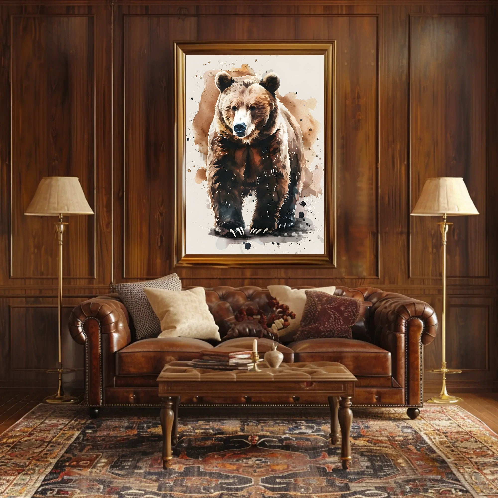 Watercolor Bear Abstract Art Print - Animal Poster PosterGoat