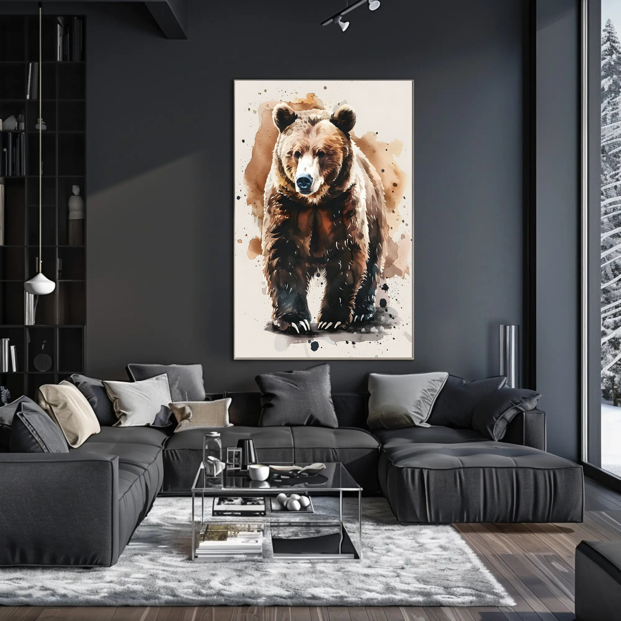 Watercolor Bear Abstract Art Print - Animal Poster PosterGoat