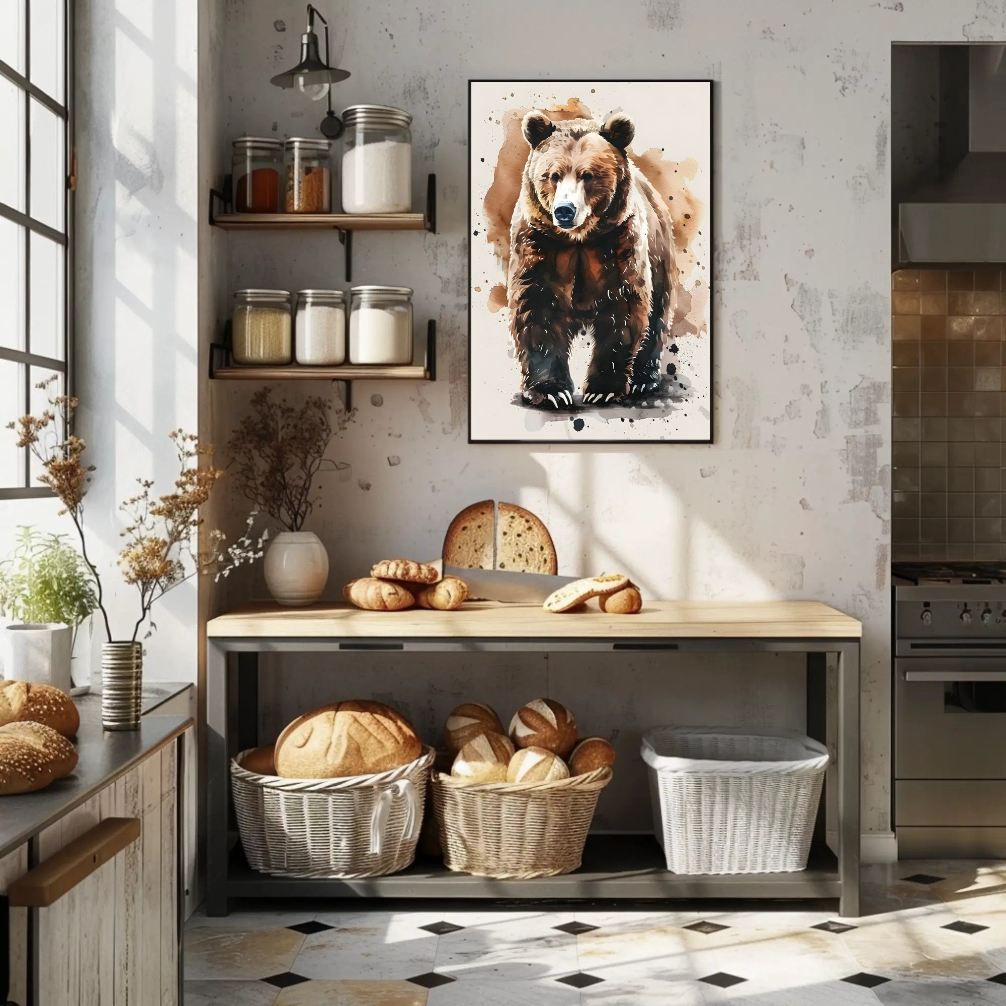 Watercolor Bear Abstract Art Print - Animal Poster PosterGoat