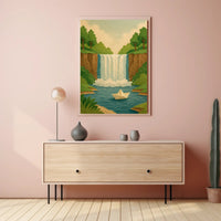 Waterfall Serenity Papercut Art Poster - Abstract or Artistic Poster PosterGoat