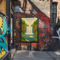 Waterfall Serenity Papercut Art Poster - Abstract or Artistic Poster PosterGoat