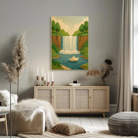 Waterfall Serenity Papercut Art Poster - Abstract or Artistic Poster PosterGoat