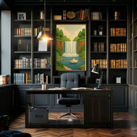 Waterfall Serenity Papercut Art Poster - Abstract or Artistic Poster PosterGoat