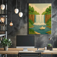 Waterfall Serenity Papercut Art Poster - Abstract or Artistic Poster PosterGoat