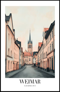 Weimar Street Scene with Church Urban or Cityscape Poster PosterGoat