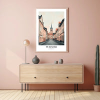 Weimar Street Scene with Church Urban or Cityscape Poster PosterGoat