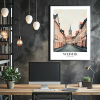 Weimar Street Scene with Church Urban or Cityscape Poster PosterGoat