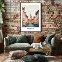 Weimar Street Scene with Church Urban or Cityscape Poster PosterGoat