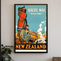 Welcome to New Zealand Vintage Travel Culture Poster PosterGoat