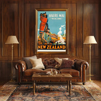 Welcome to New Zealand Vintage Travel Culture Poster PosterGoat