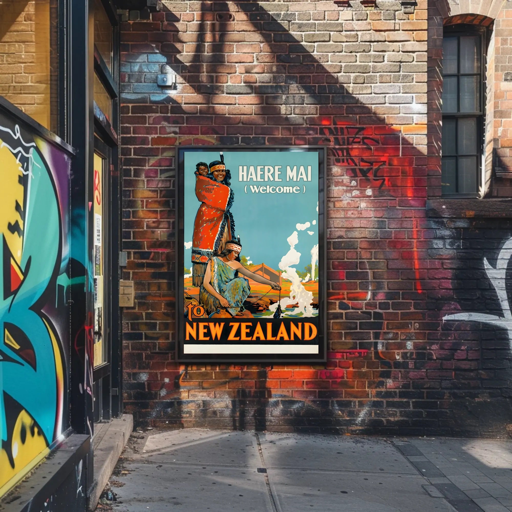 Welcome to New Zealand Vintage Travel Culture Poster PosterGoat