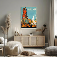 Welcome to New Zealand Vintage Travel Culture Poster PosterGoat