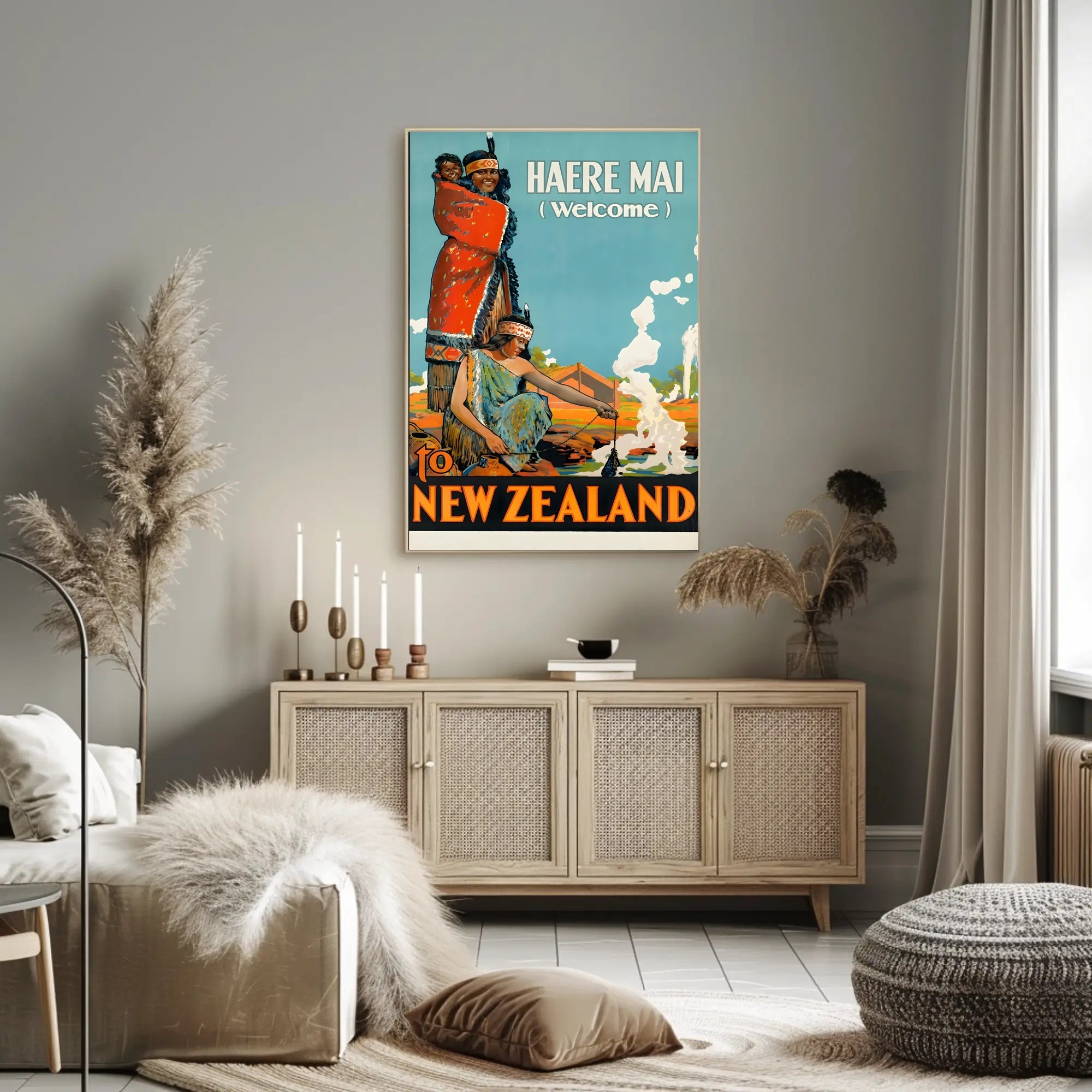Welcome to New Zealand Vintage Travel Culture Poster PosterGoat