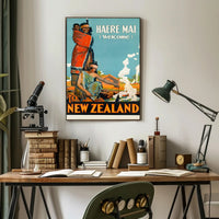 Welcome to New Zealand Vintage Travel Culture Poster PosterGoat