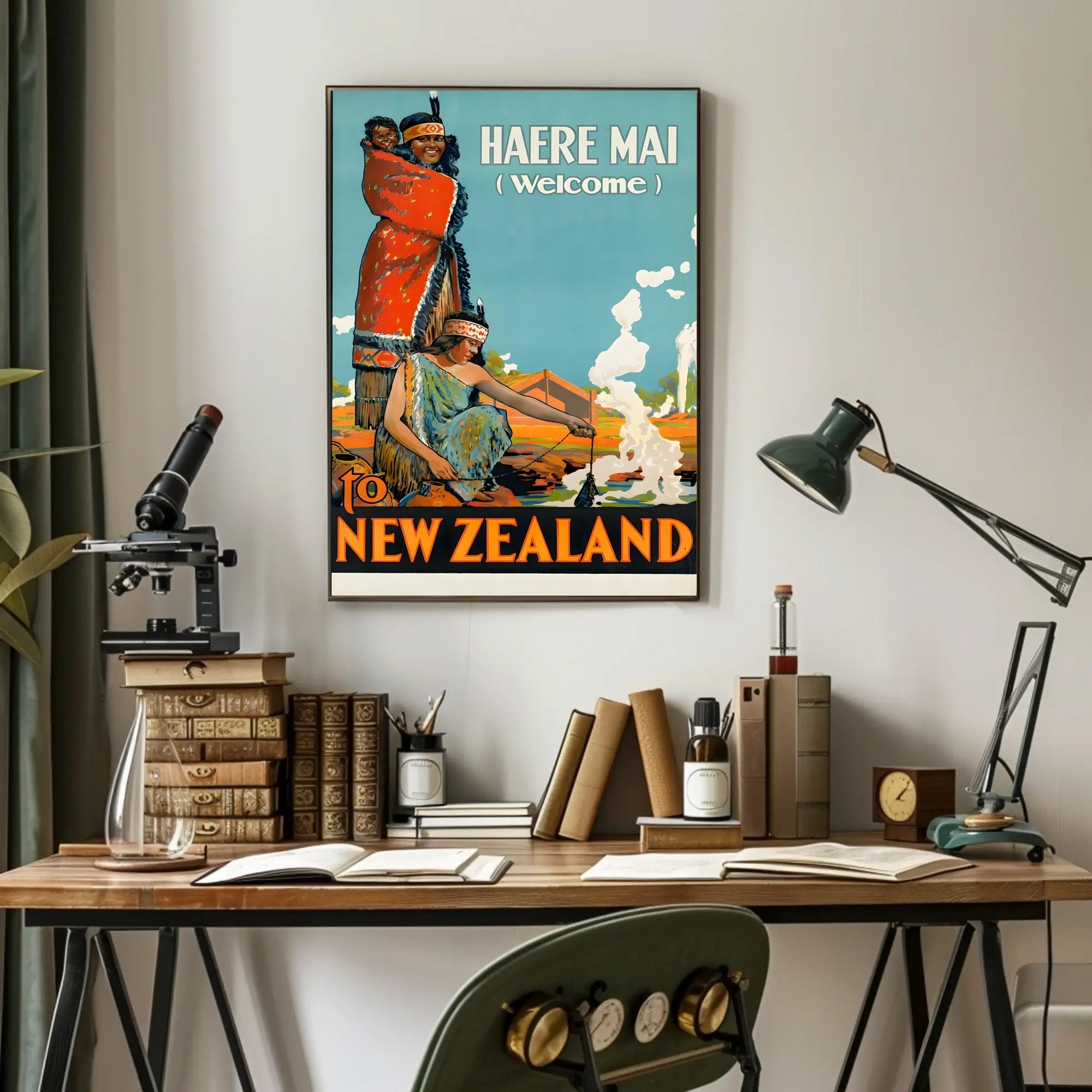 Welcome to New Zealand Vintage Travel Culture Poster PosterGoat
