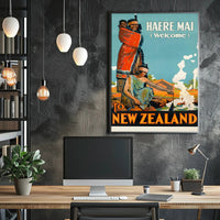 Welcome to New Zealand Vintage Travel Culture Poster PosterGoat