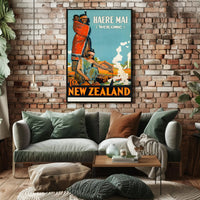 Welcome to New Zealand Vintage Travel Culture Poster PosterGoat