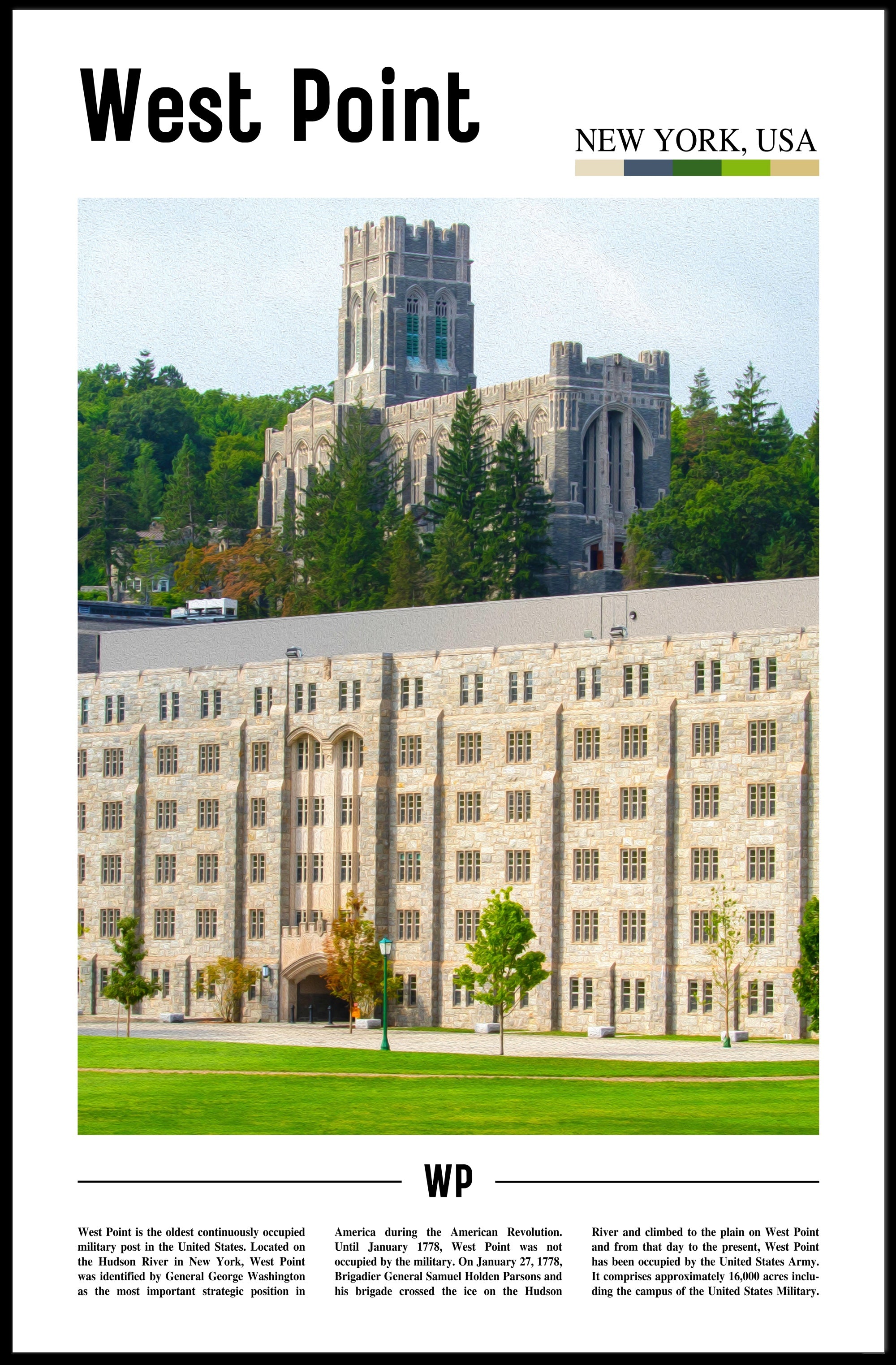 West Point Iconic Academy Building Travel Poster PosterGoat