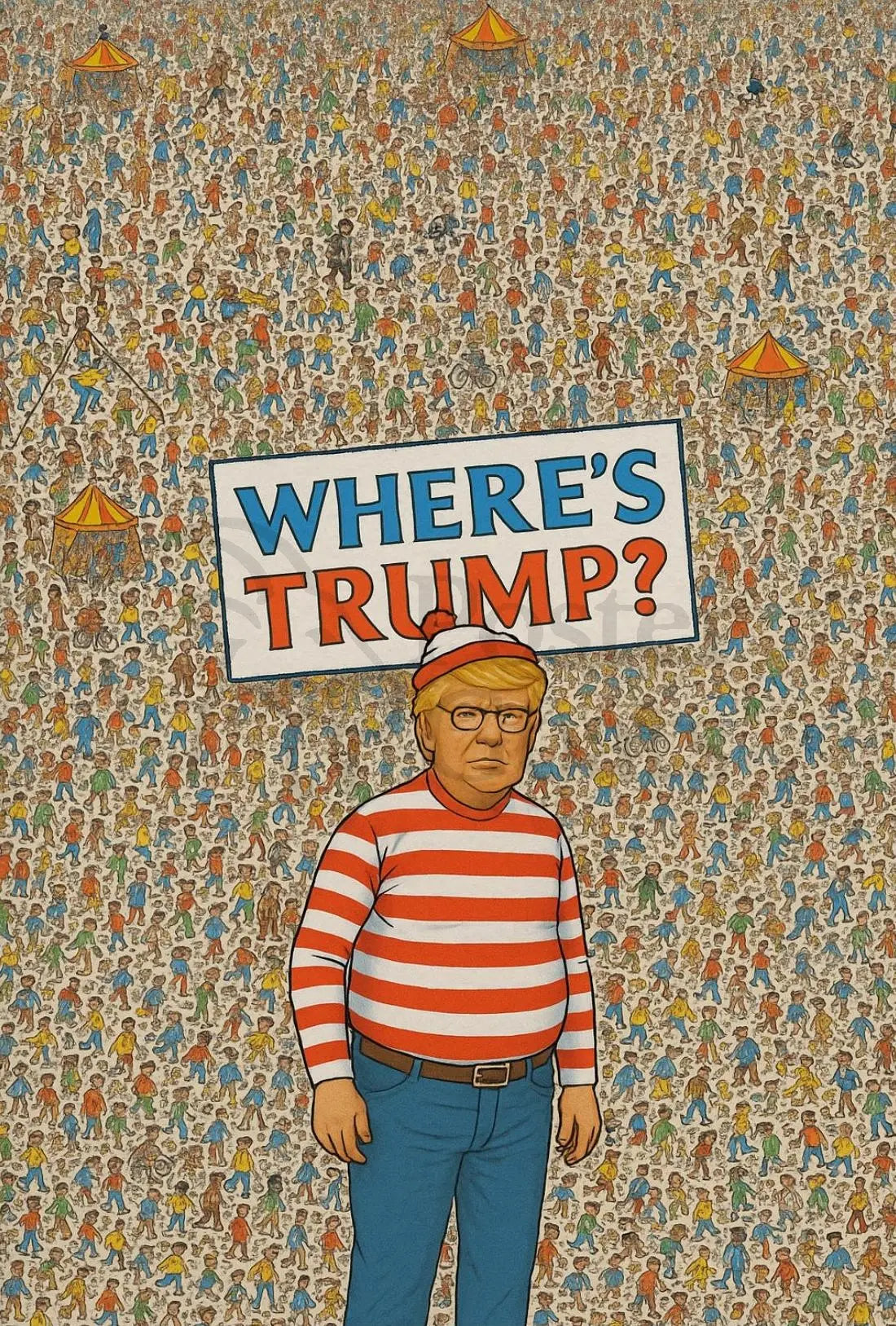 Where's Trump? Playful Chaos Political or Propaganda Poster PosterGoat
